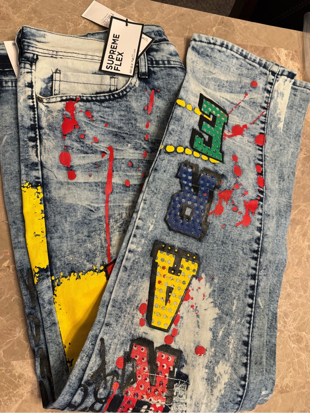 Rue21 Blue Artistic Denim with Graphic Accents - Picture 4 of 12